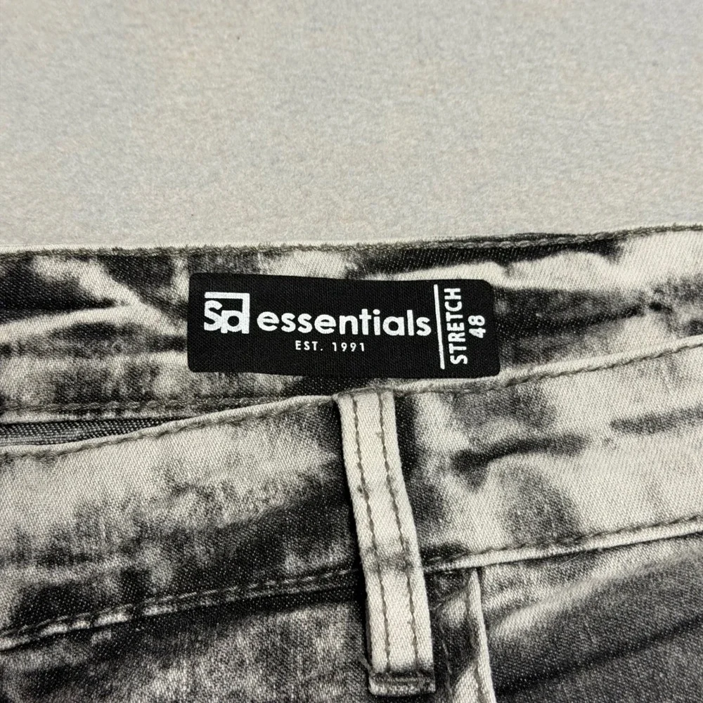 Southpole Essentials Mens 48 Acid Wash Moto Denim Shorts Gray Black Stretch New